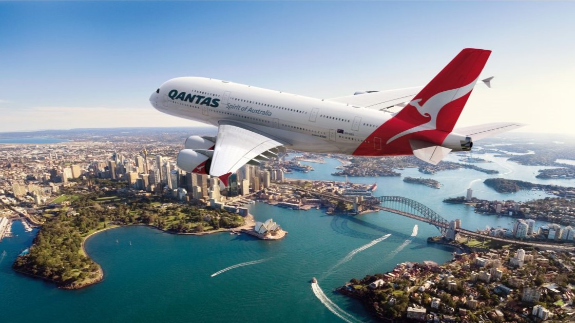 Airbus A380 de Qantas sobre Sidney