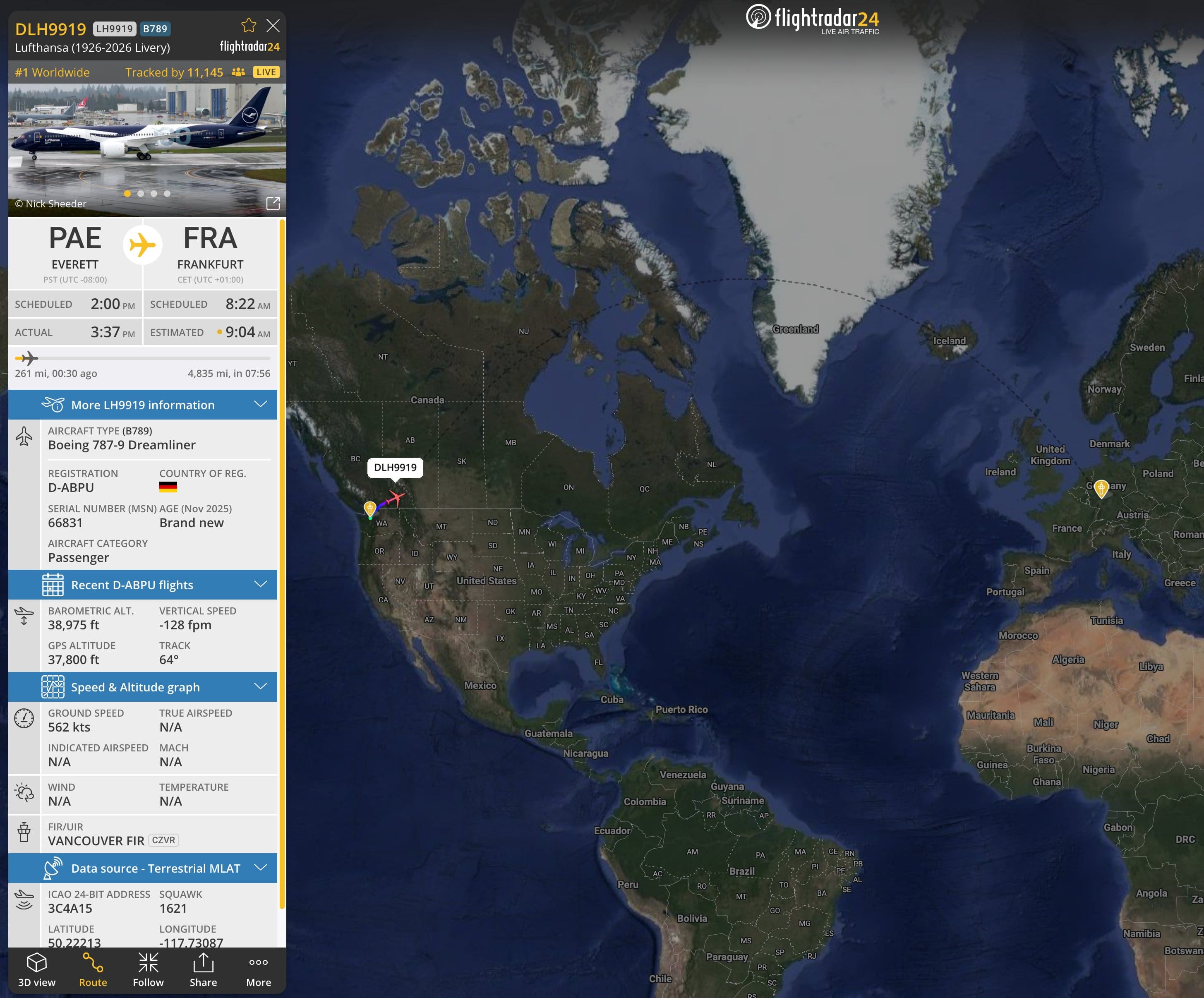 Avión saliendo desde Seattle
