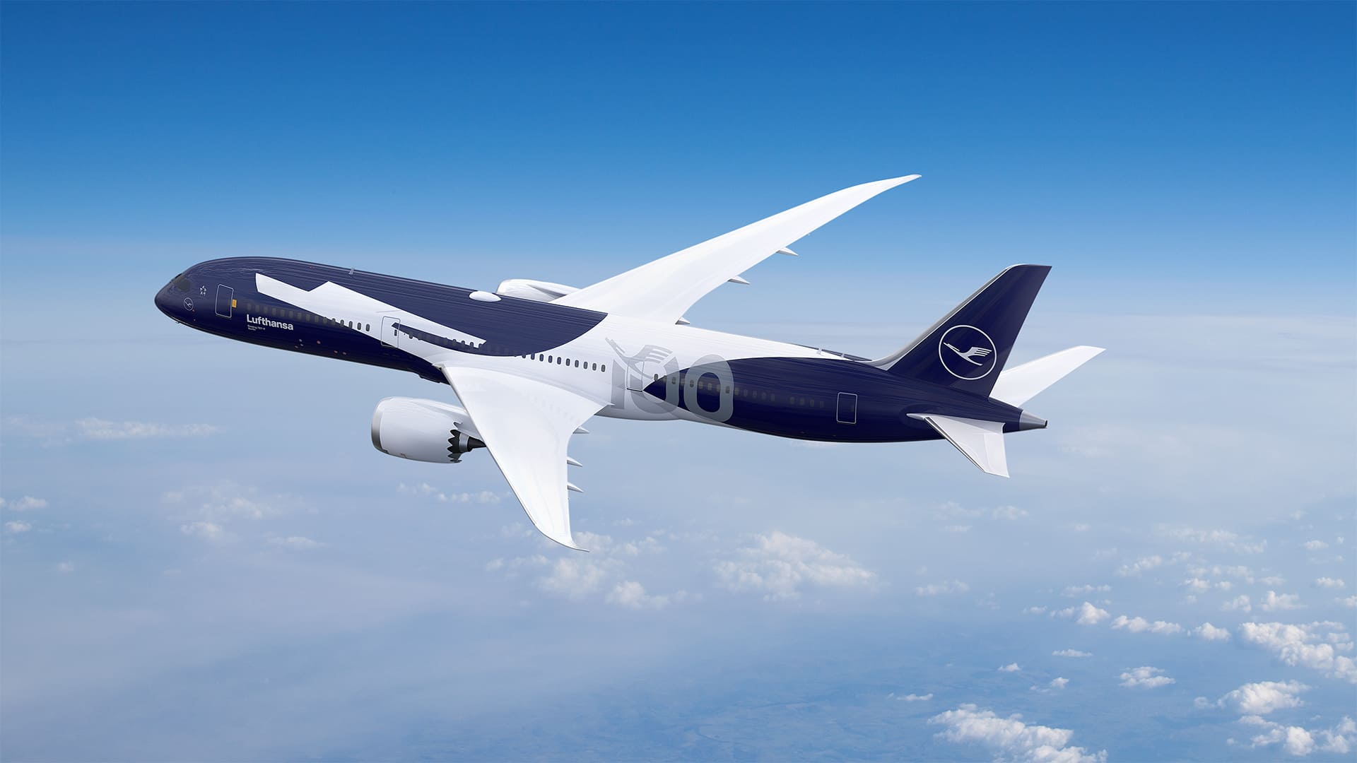 Boeing 787 con el livery 100 años Lufthansa