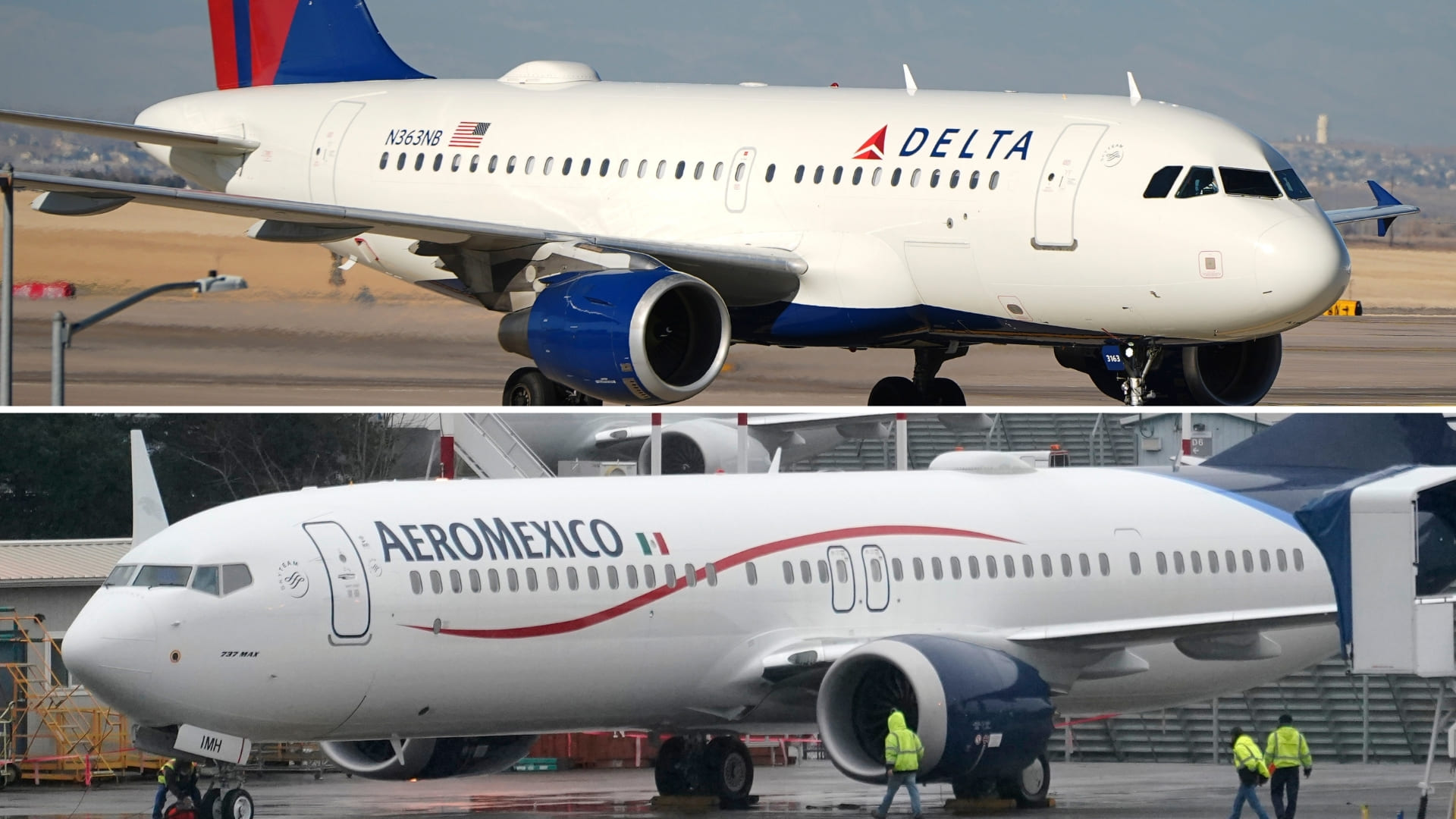 Aviones de Aeroméxico y Delta