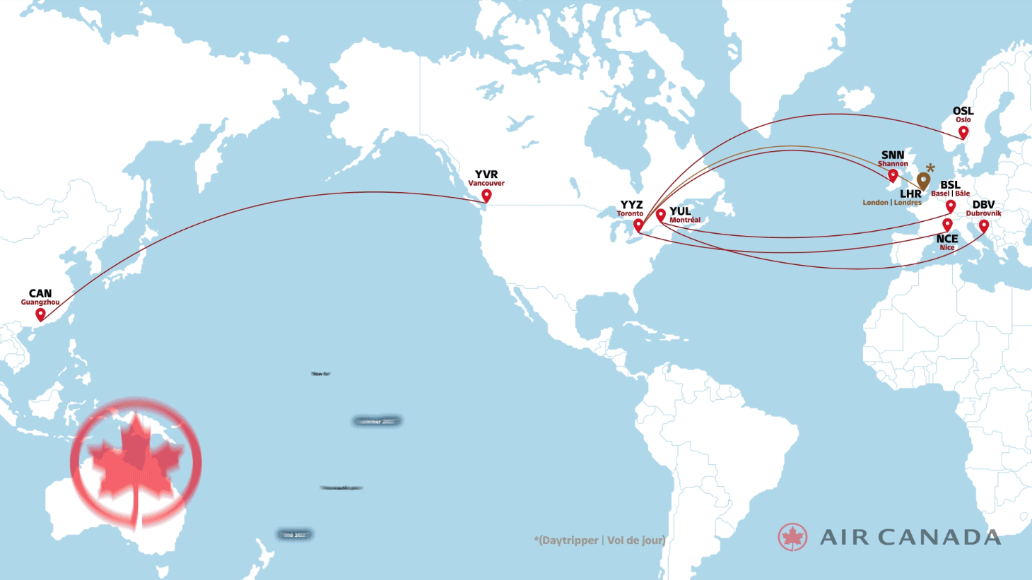 Nuevas rutas de Air Canada