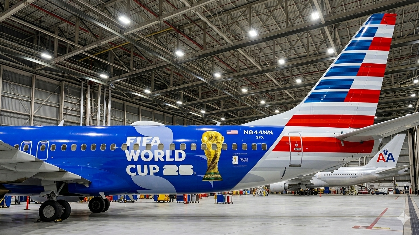 American Airlines presentó un Boeing 737 con un livery del mundial 2026