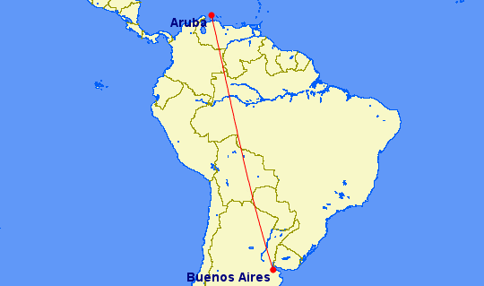 Ruta de Ezeiza a Aruba