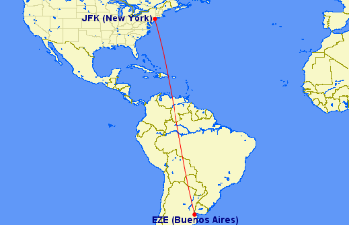 Ruta de Buenos Aires a Nueva York