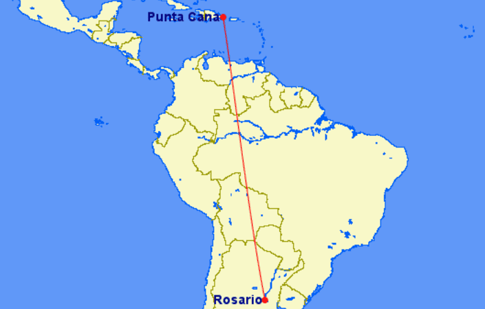 Ruta de Rosario a Punta Cana con Arajet