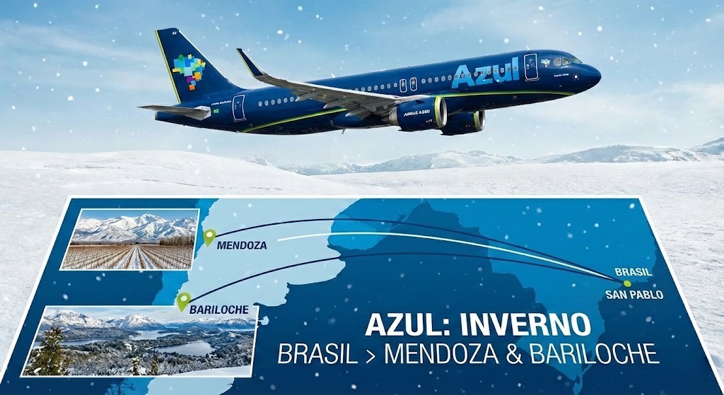 Azul volará desde Brasil a Mendoza y Bariloche