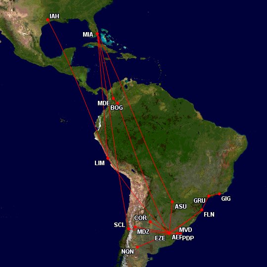 Mapa de las posibles rutas