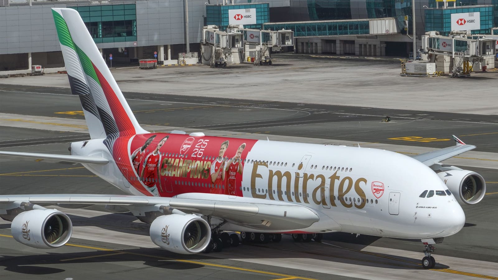 Airbus A380 Emirates livery Arsenal campeón Premier League