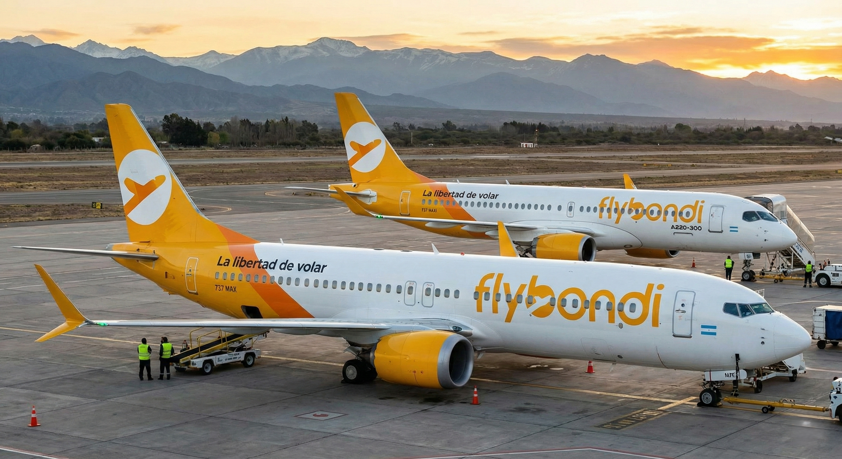 Aviones Airbus A220 y Boieng 737 MAX 10 Flybondi