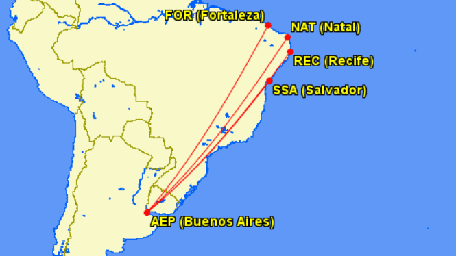 Rutas canceladas de Gol a Buenos Aires