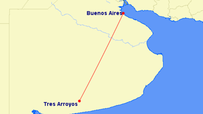 Ruta de Buenos Aires a Tres Arroyos