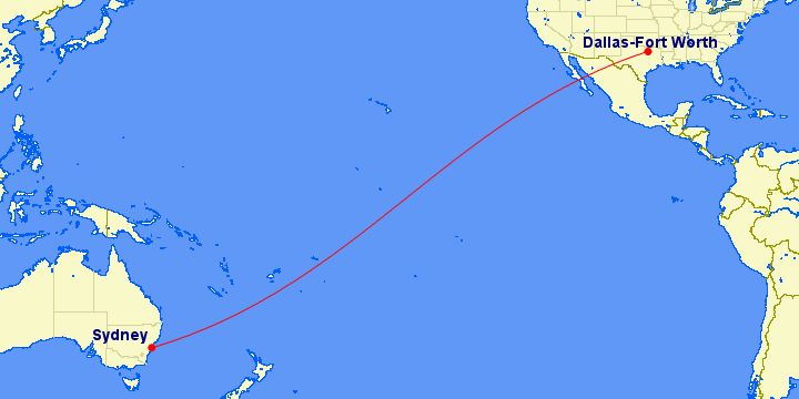 Ruta de Sídney a Dallas