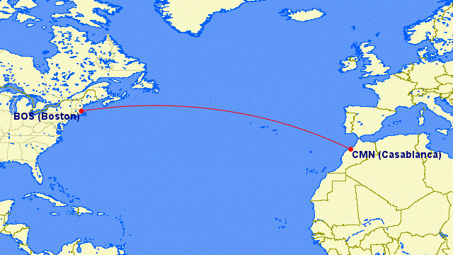 Ruta de Casablanca a Boston