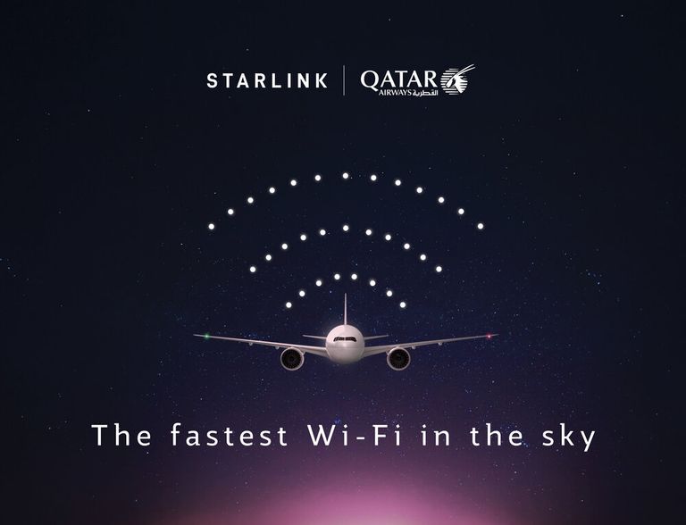 Anuncio de Qatar Airways con Starlink