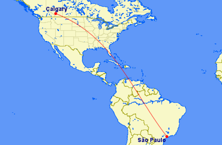 Ruta entre Calgary y San Pablo