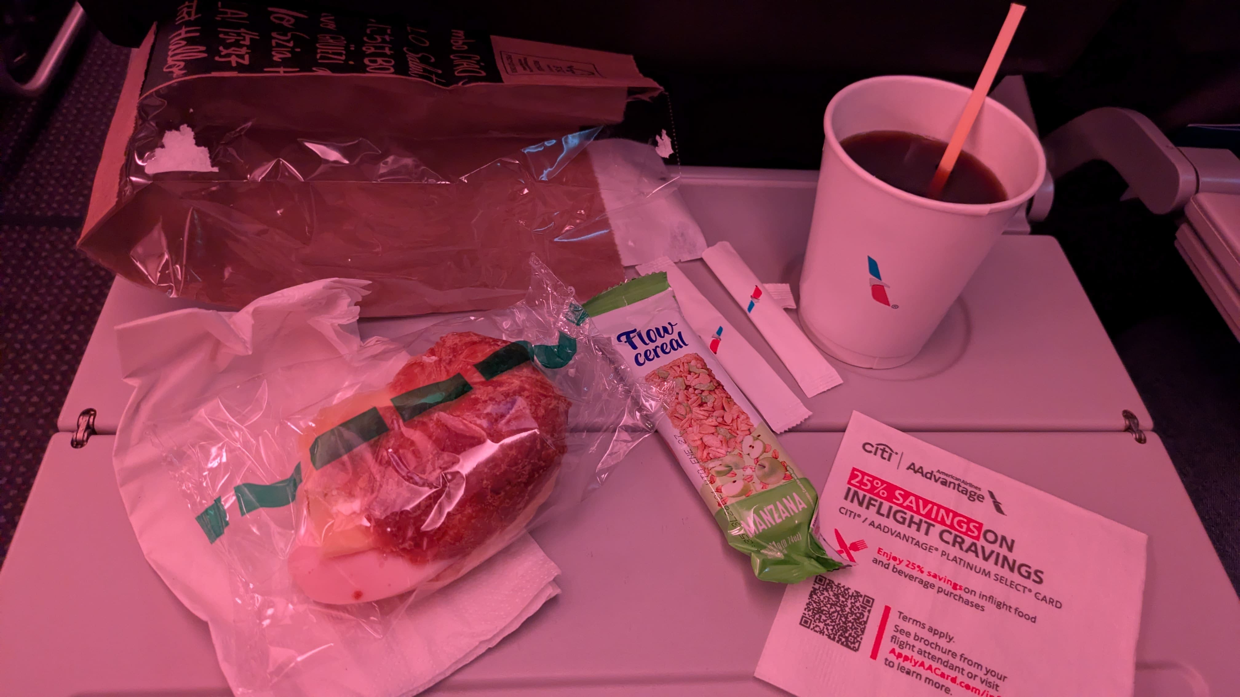 Desayuno del vuelo a Dallas