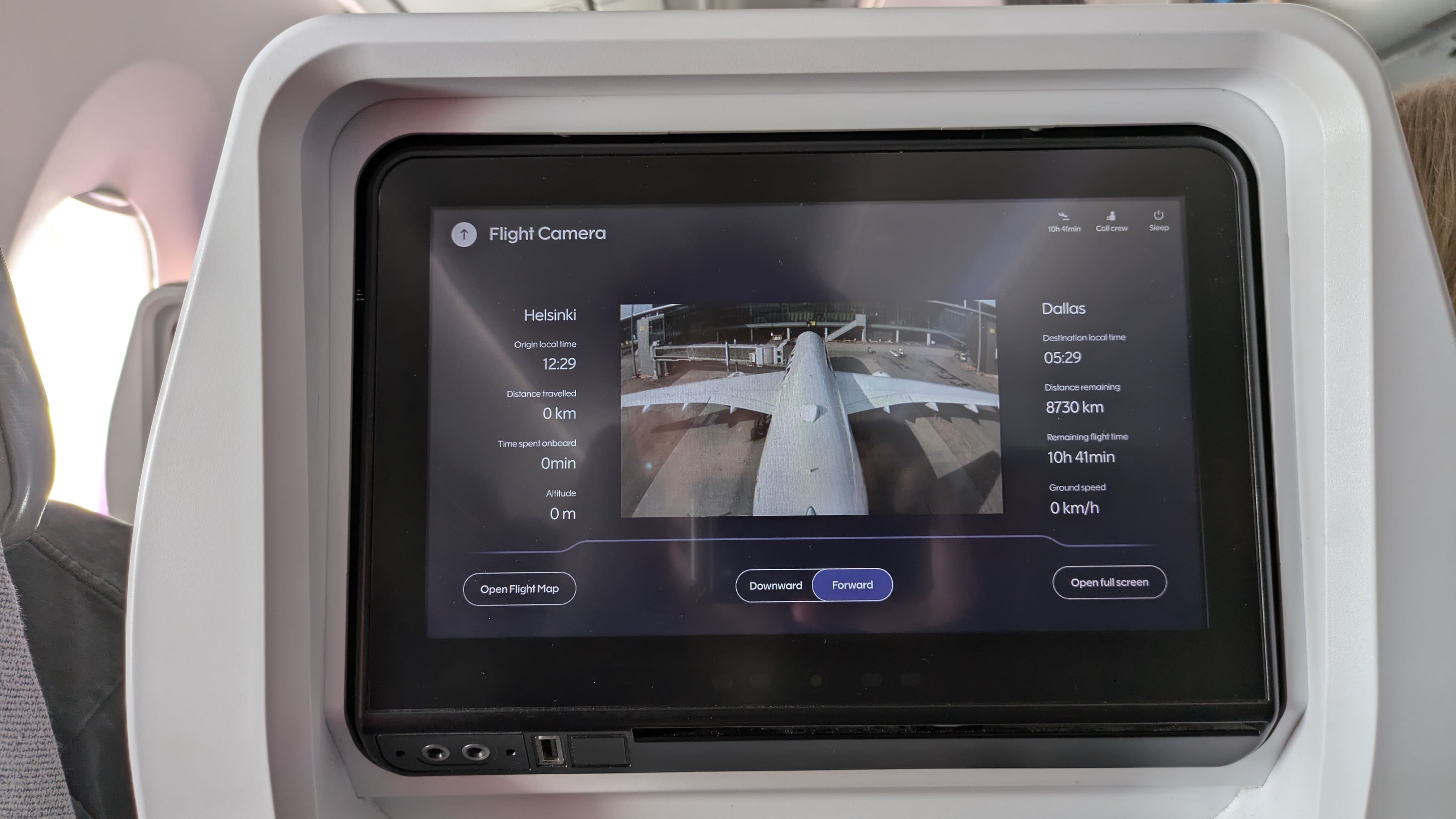 Cámara del avion Airbus A350 de Finnair