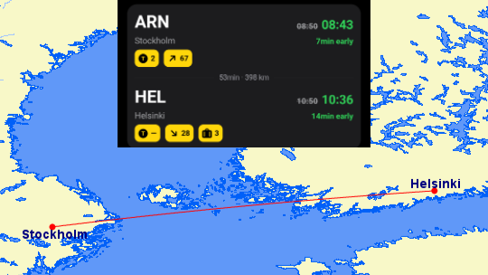 Ruta del vuelo de Arlanda a Estocolmo
