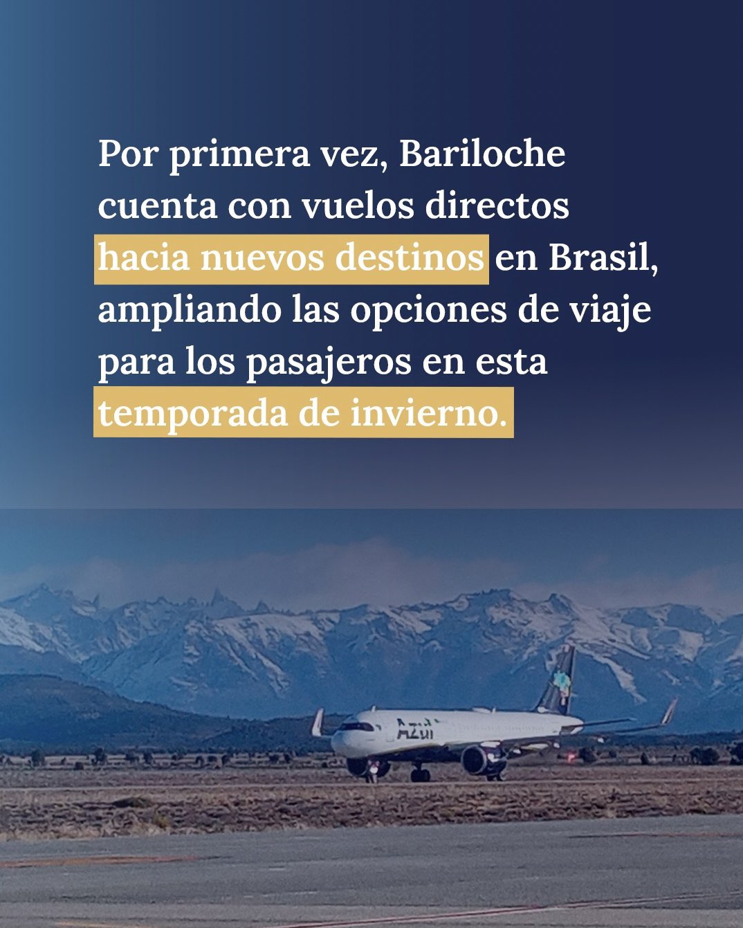 Vuelos directos de Brasil a Bariloche