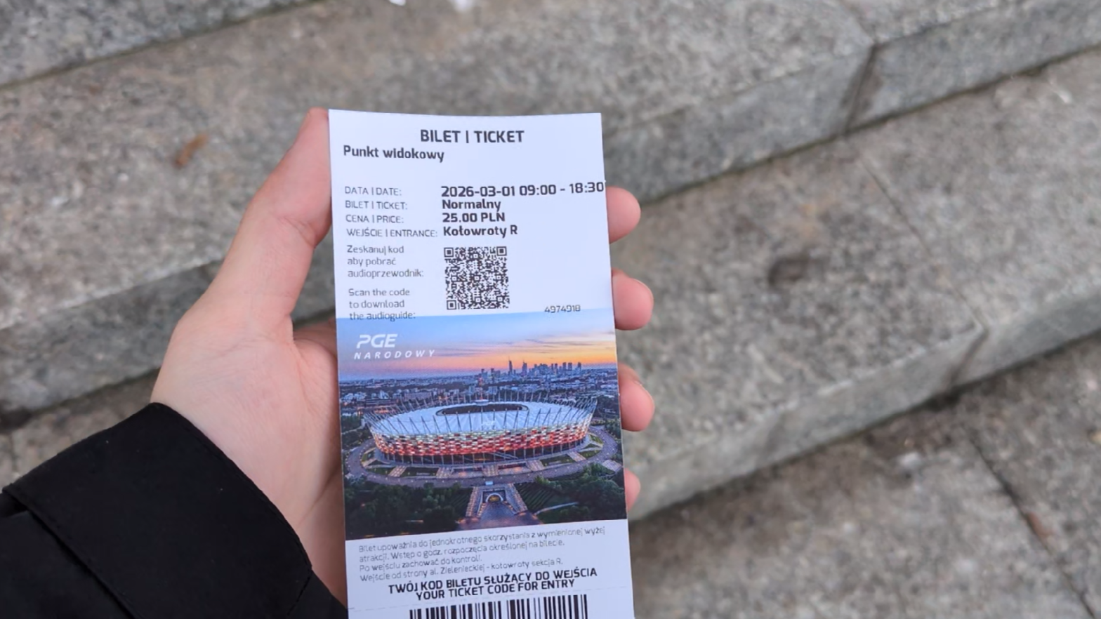 Ticket para entrar al estadio