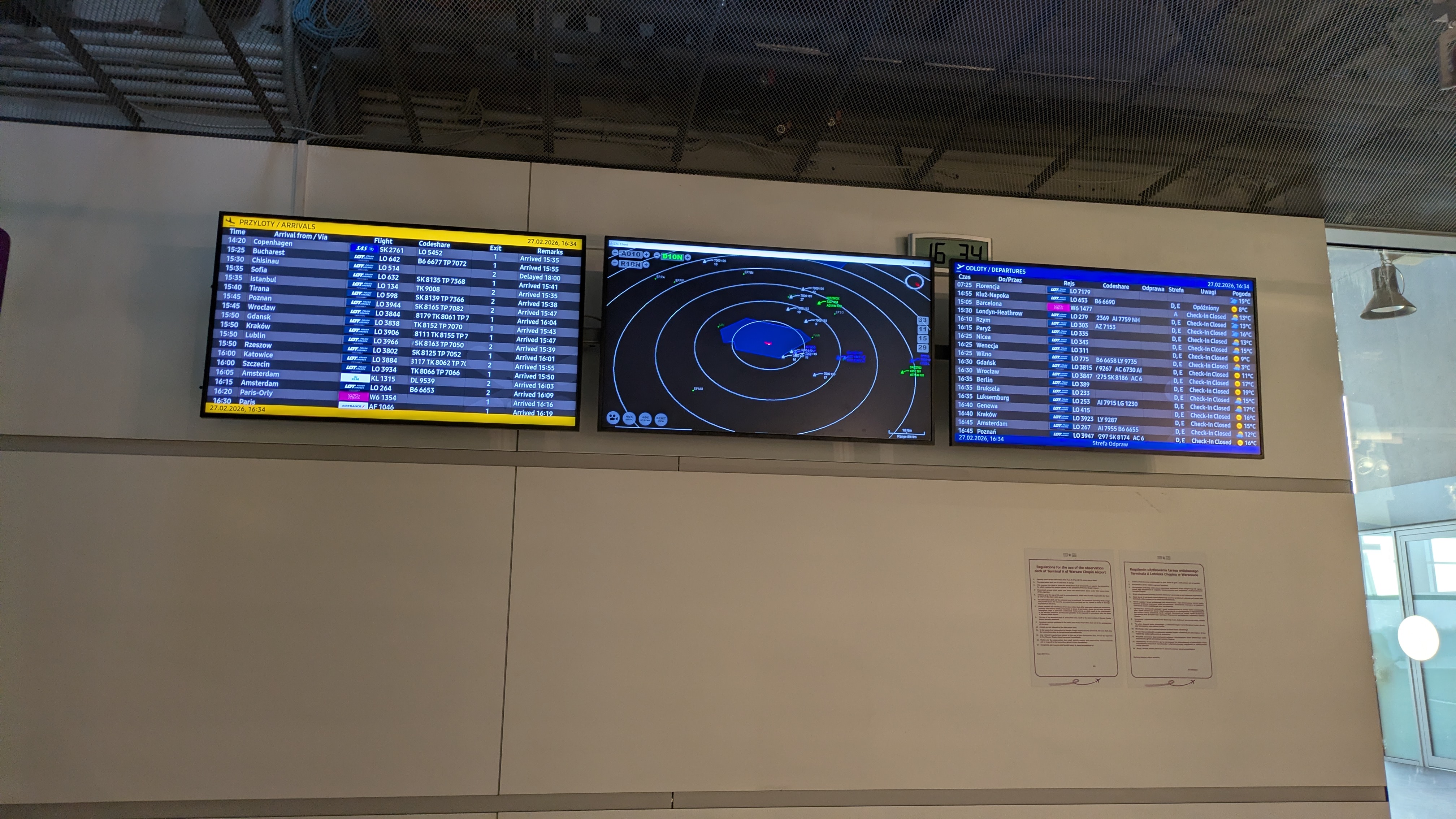 Radar en el interior del mirador